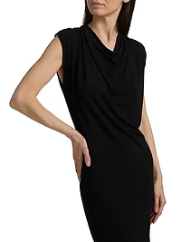 Draped Cowlneck Maxi Dress