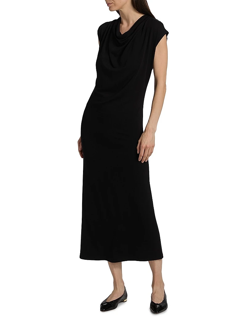 Draped Cowlneck Maxi Dress