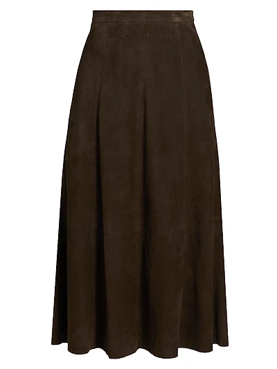 Flared Suede Midi-Skirt