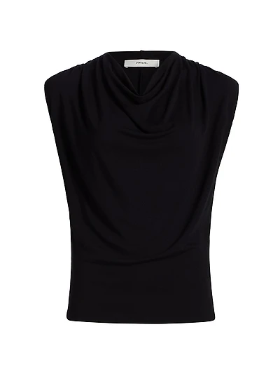 Draped Cowlneck Sleeveless Top