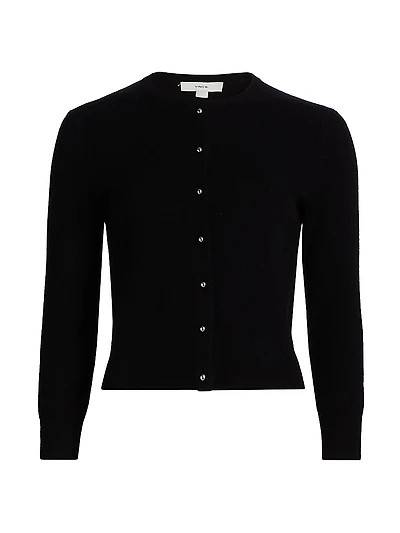 Wool-Cashmere Crewneck Cardigan