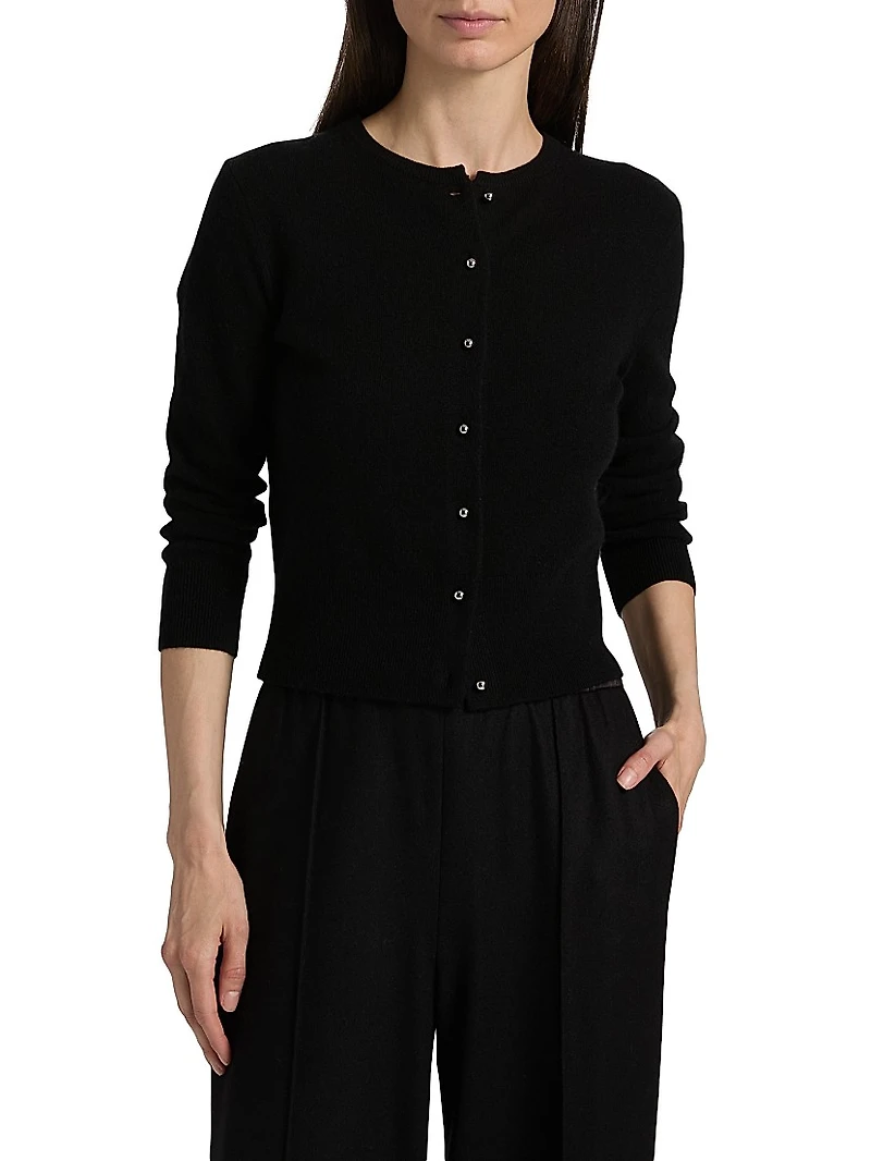 Wool-Cashmere Crewneck Cardigan