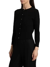 Wool-Cashmere Crewneck Cardigan