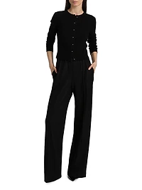 Wool-Cashmere Crewneck Cardigan