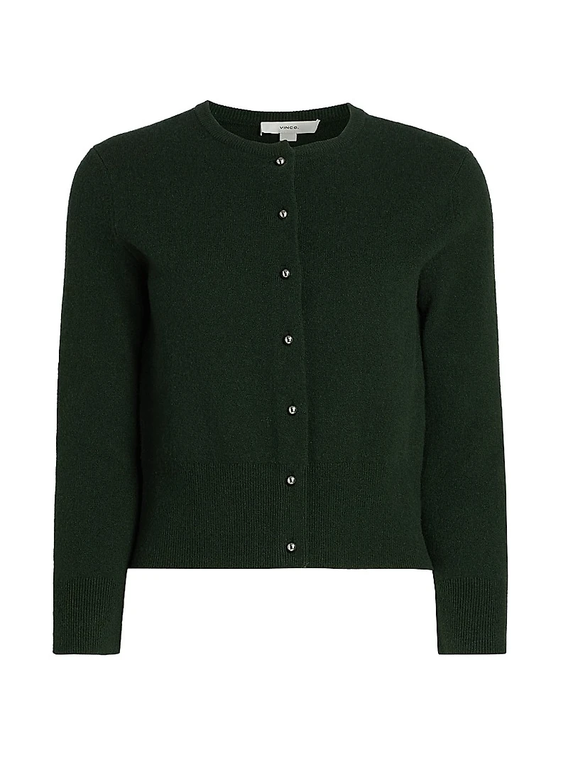 Wool-Cashmere Crewneck Cardigan