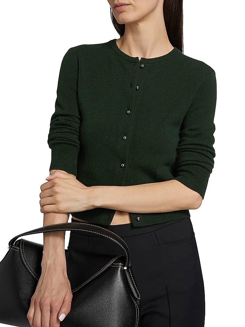 Wool-Cashmere Crewneck Cardigan