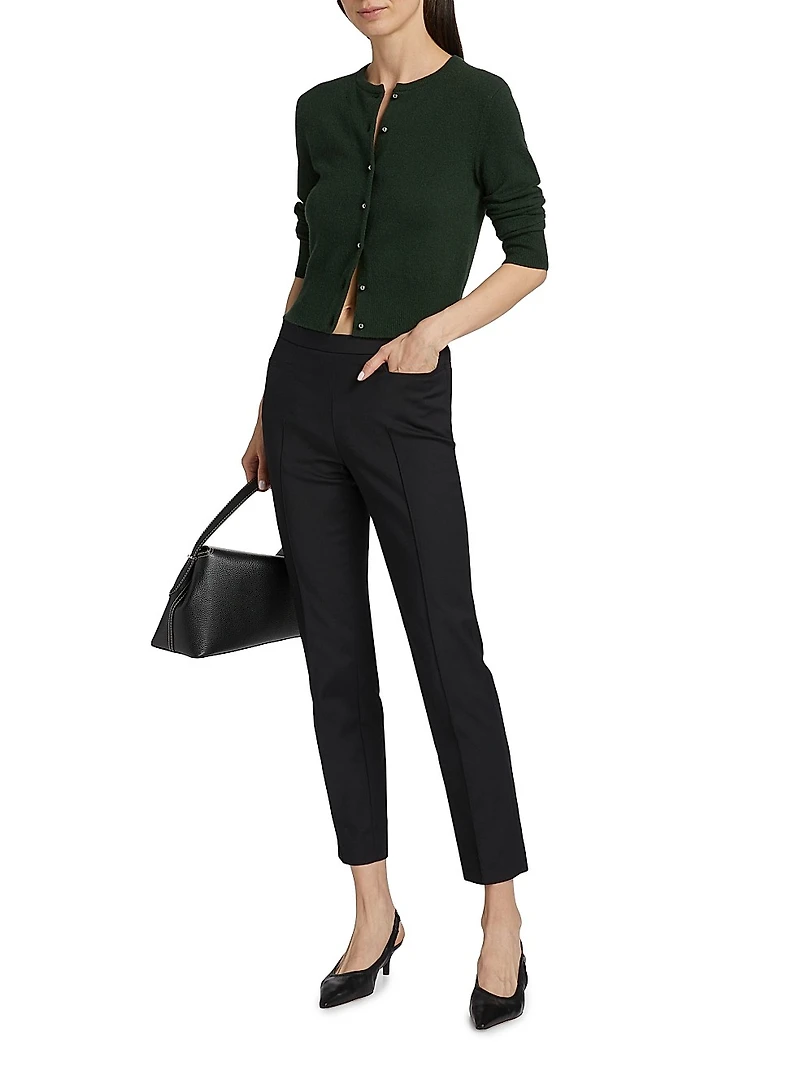 Wool-Cashmere Crewneck Cardigan