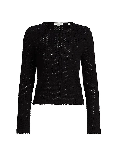 Open-Knit Long-Sleeve Cardigan