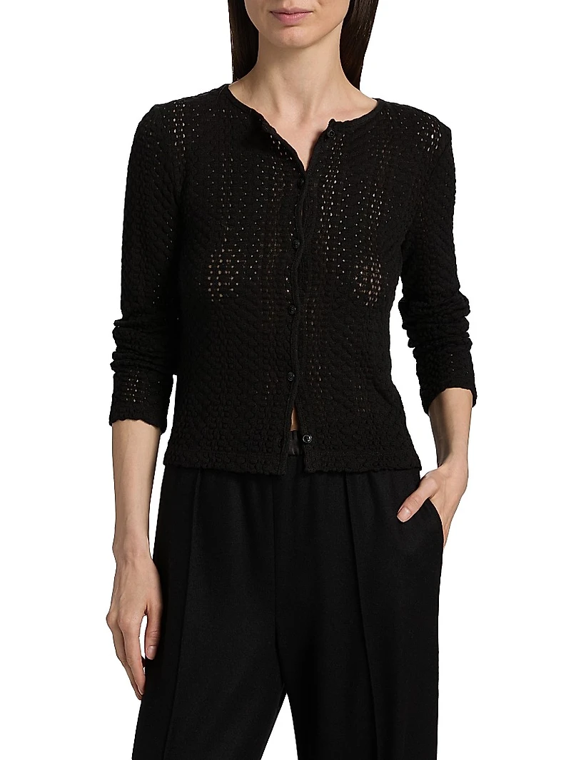 Open-Knit Long-Sleeve Cardigan