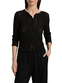 Open-Knit Long-Sleeve Cardigan