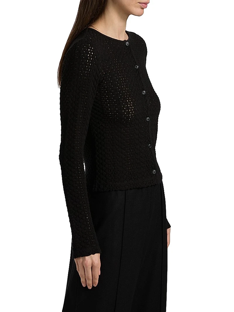 Open-Knit Long-Sleeve Cardigan