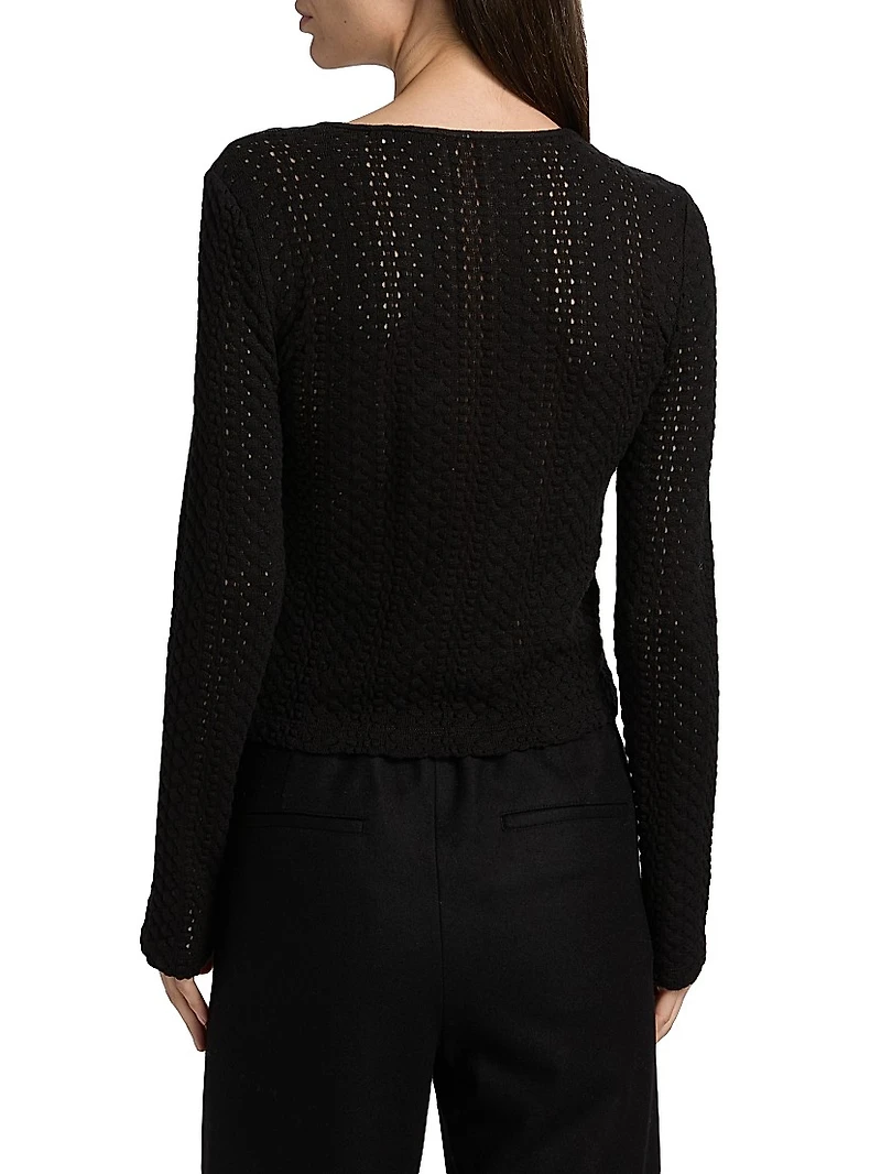 Open-Knit Long-Sleeve Cardigan