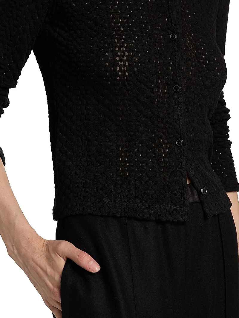 Open-Knit Long-Sleeve Cardigan