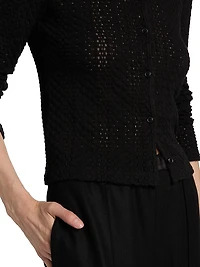 Open-Knit Long-Sleeve Cardigan