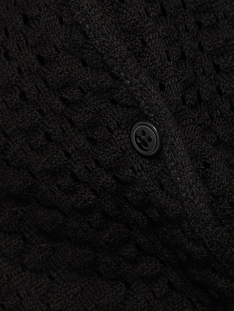 Open-Knit Long-Sleeve Cardigan