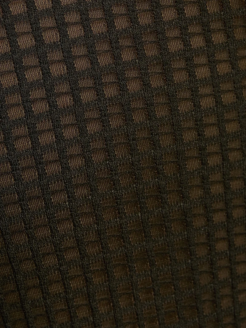 Shadow Grid Long-Sleeve Crewneck Top