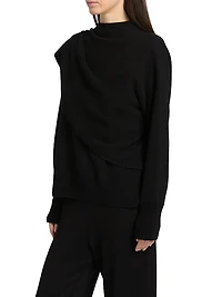 Draped Wool-Cashmere Crewneck Sweater