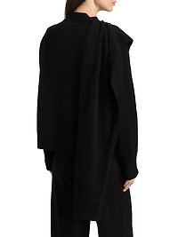 Draped Wool-Cashmere Crewneck Sweater