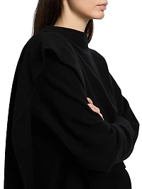 Draped Wool-Cashmere Crewneck Sweater