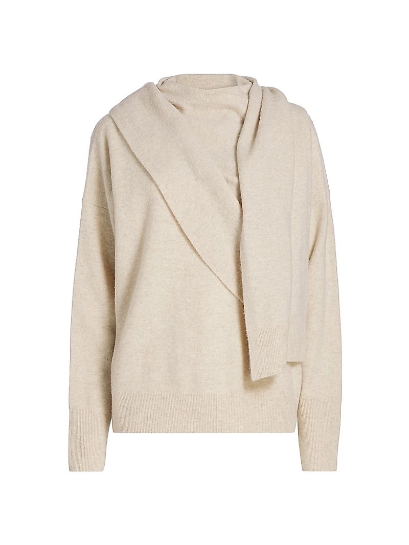 Draped Wool-Cashmere Crewneck Sweater