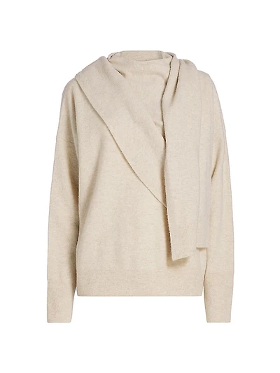 Draped Wool-Cashmere Crewneck Sweater