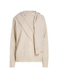 Draped Wool-Cashmere Crewneck Sweater