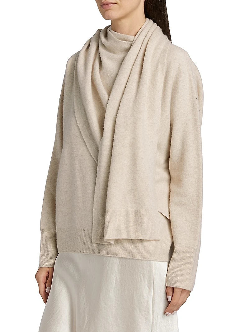 Draped Wool-Cashmere Crewneck Sweater
