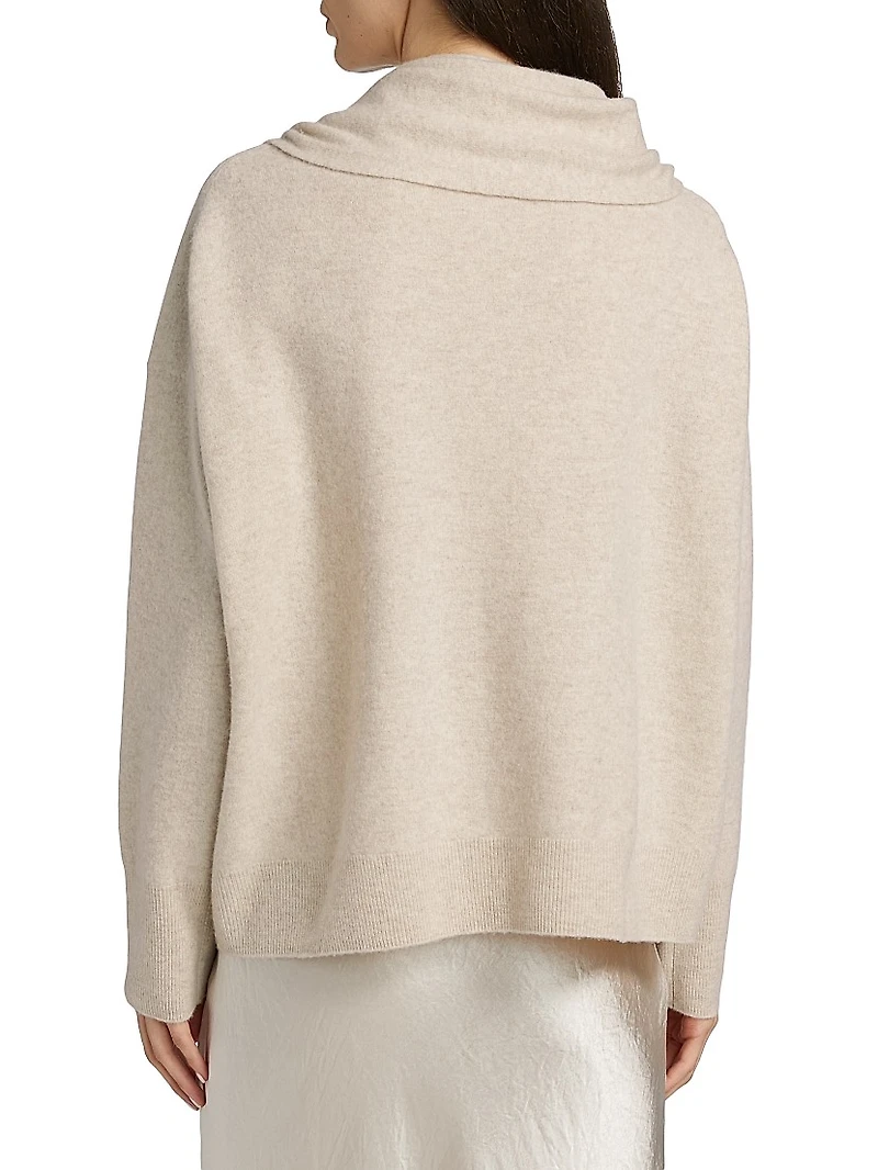 Draped Wool-Cashmere Crewneck Sweater