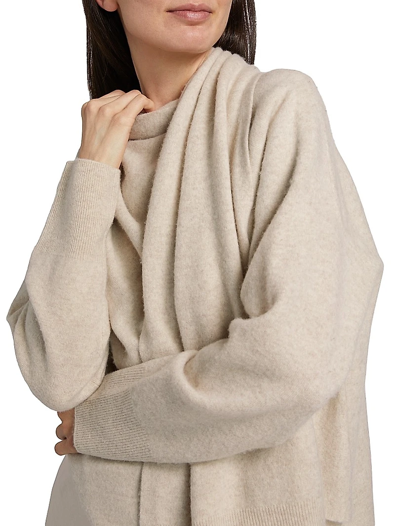 Draped Wool-Cashmere Crewneck Sweater