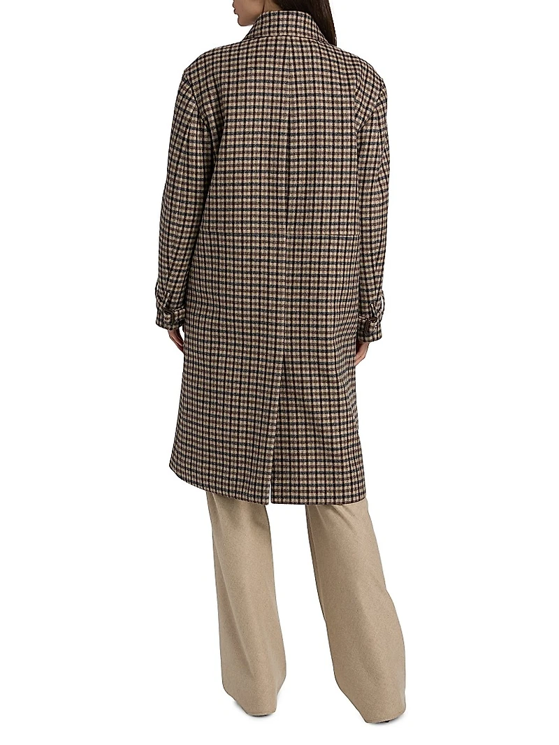Plaid Wool-Blend Car Coat