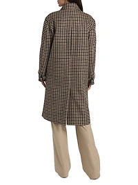 Plaid Wool-Blend Car Coat