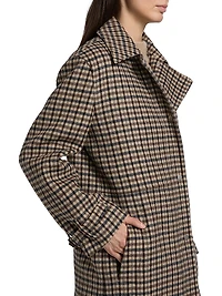 Plaid Wool-Blend Car Coat