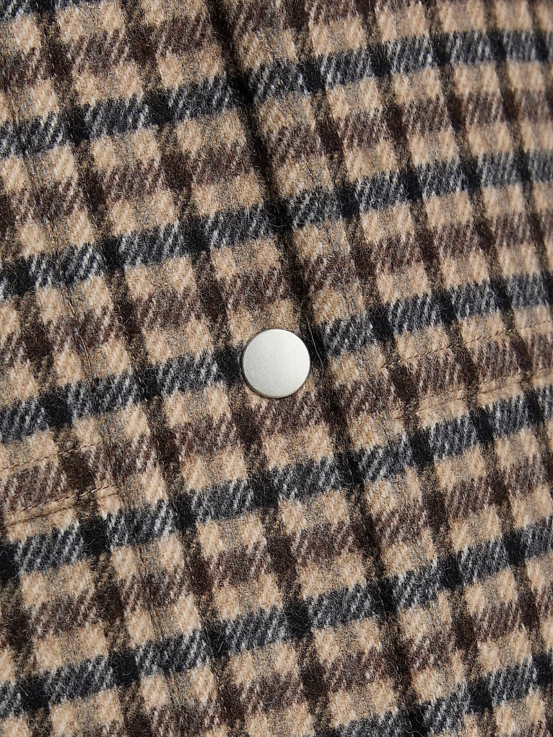 Plaid Wool-Blend Car Coat