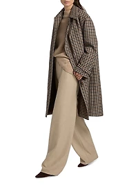 Plaid Wool-Blend Car Coat