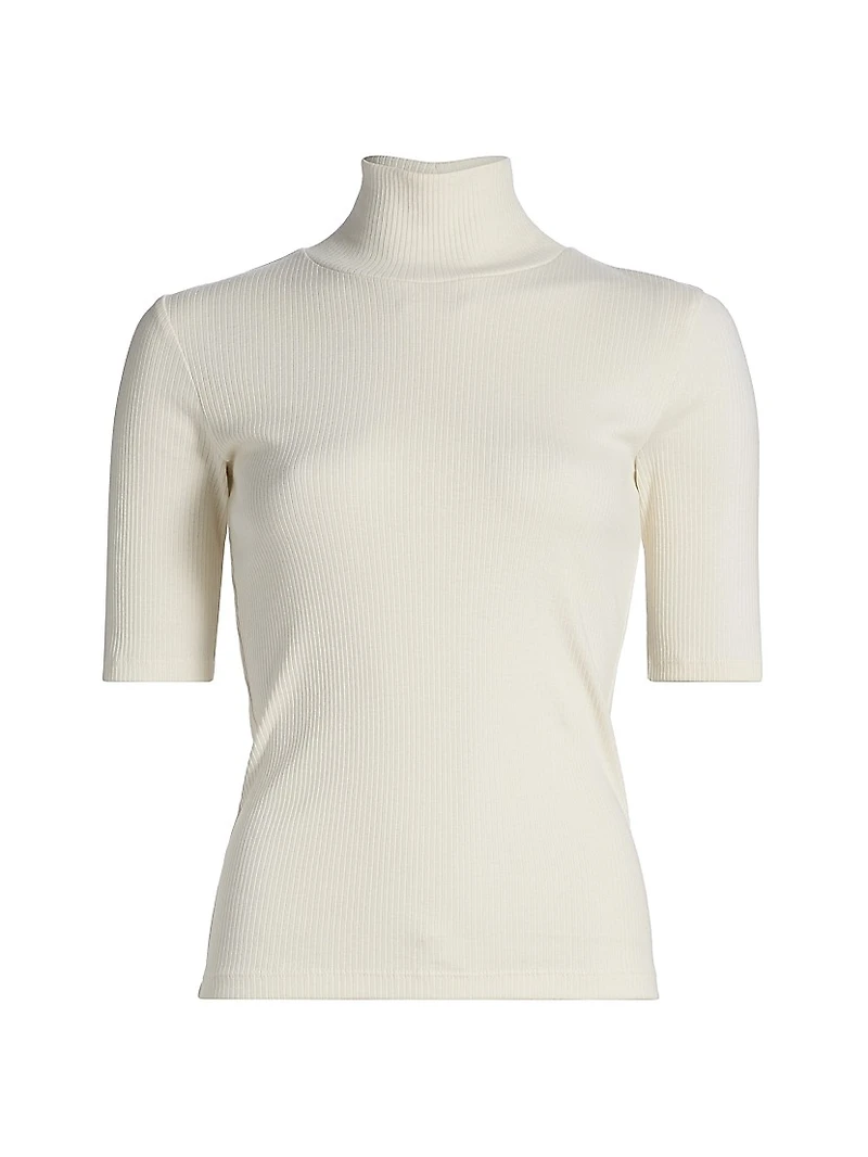 Elbow-Length Sleeve Cotton Turtleneck