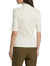 Elbow-Length Sleeve Cotton Turtleneck