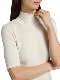 Elbow-Length Sleeve Cotton Turtleneck