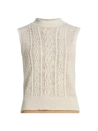 Cable-Knit Double-Layer Mock Turtleneck Vest