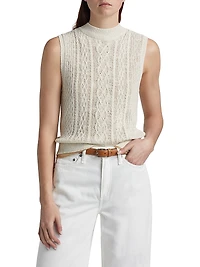 Cable-Knit Double-Layer Mock Turtleneck Vest