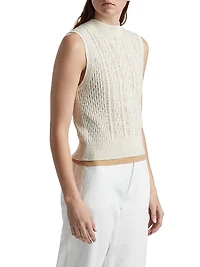 Cable-Knit Double-Layer Mock Turtleneck Vest
