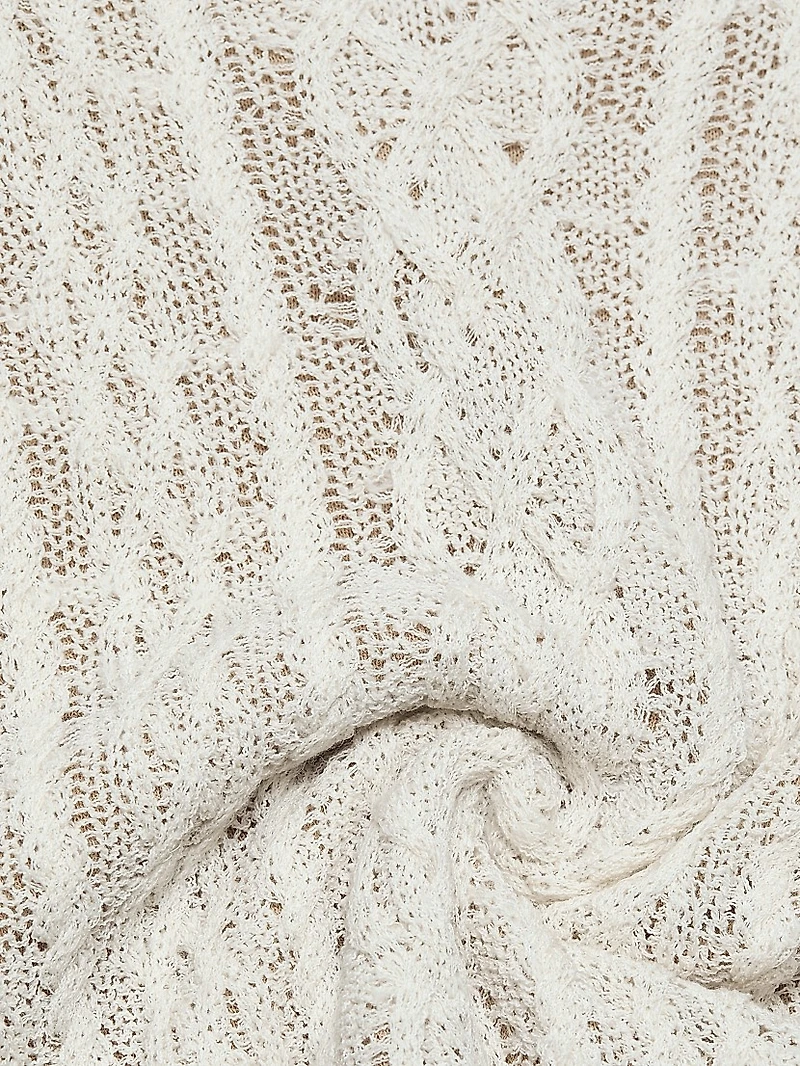 Cable-Knit Double-Layer Mock Turtleneck Vest