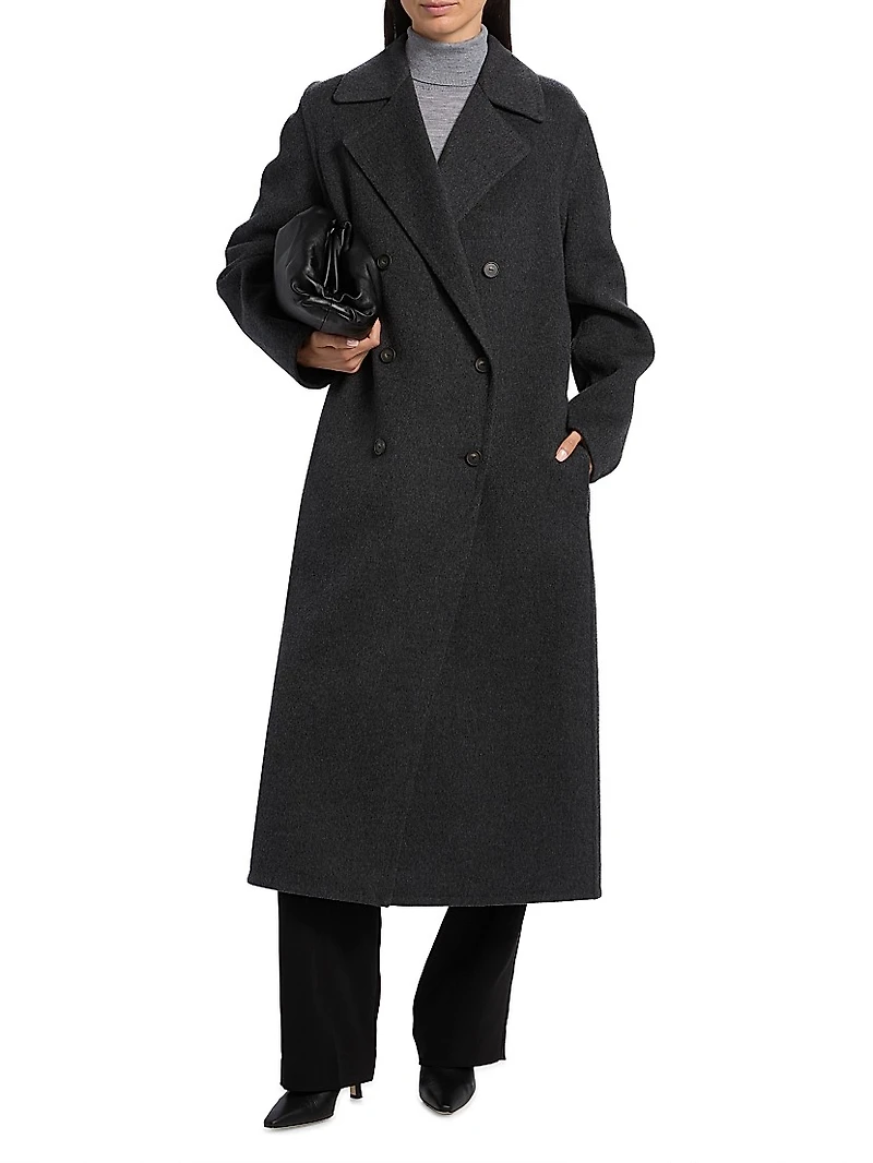 Wool-Blend Double-Breasted Longline Coat