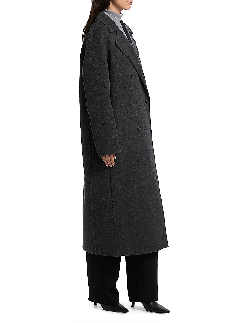 Wool-Blend Double-Breasted Longline Coat