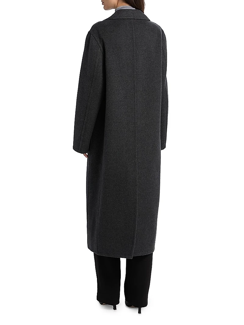 Wool-Blend Double-Breasted Longline Coat