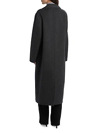 Wool-Blend Double-Breasted Longline Coat
