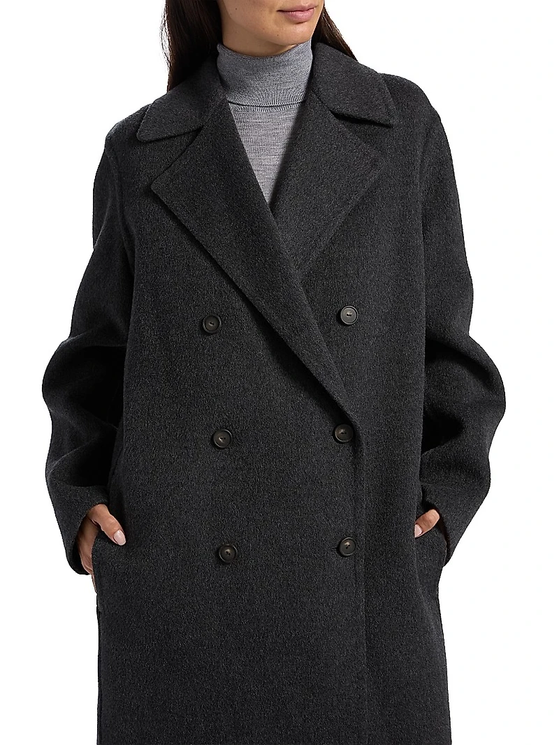 Wool-Blend Double-Breasted Longline Coat