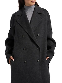 Wool-Blend Double-Breasted Longline Coat