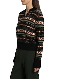 Fair Isle-Style Cashmere Polo Sweater