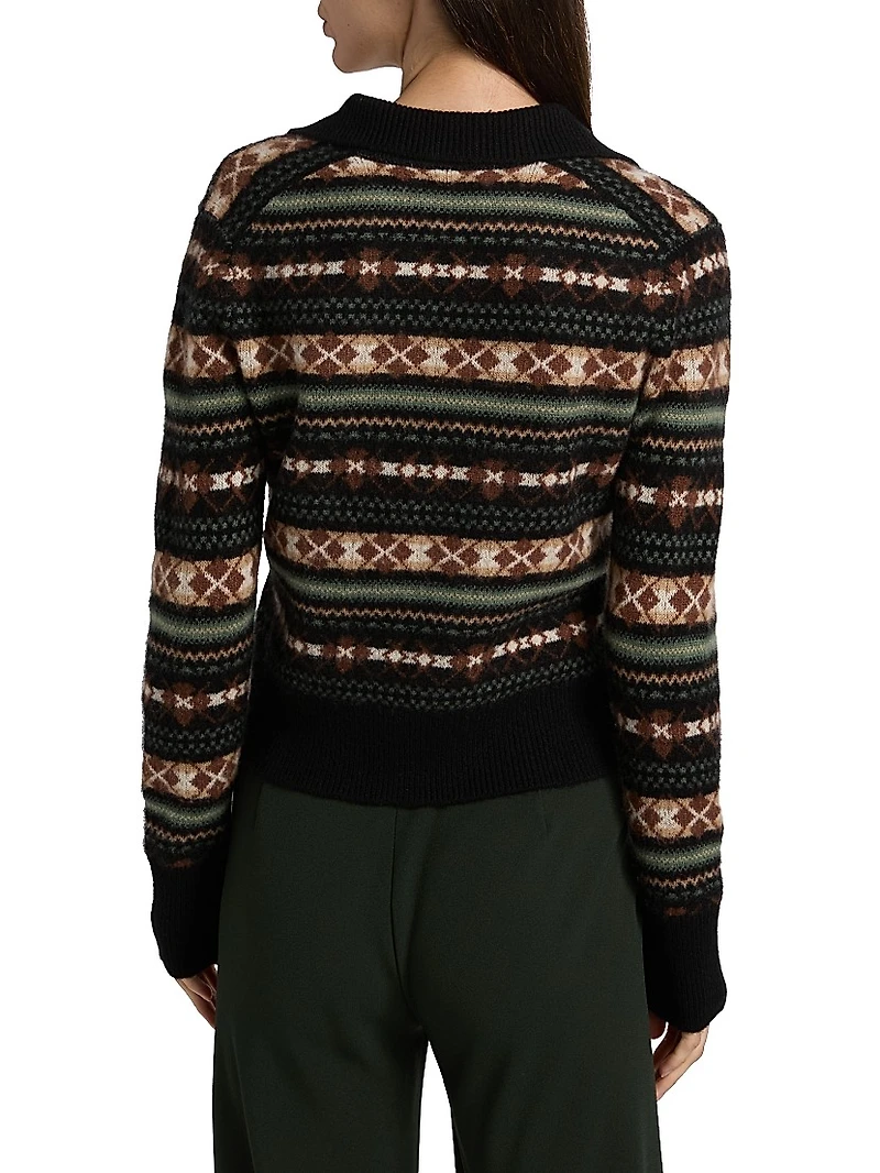Fair Isle-Style Cashmere Polo Sweater