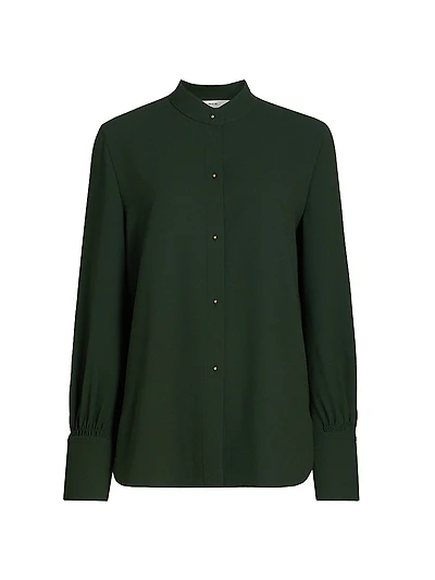 Metal Button-Detailed Long-Sleeve Shirt